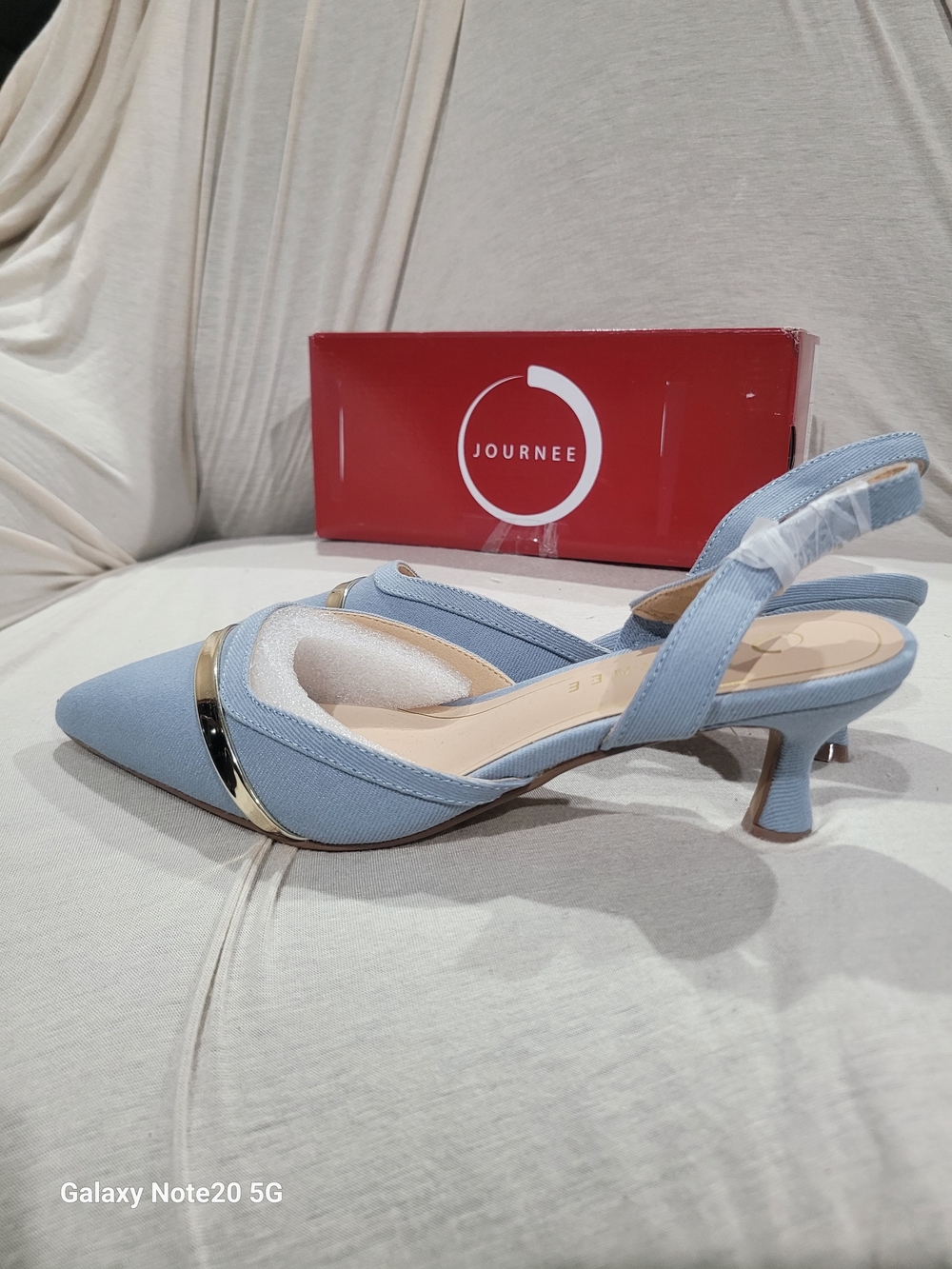 Journee Collection Nellia Denim Slingback Kitten Heel Pumps 8W - Picture 4 of 9